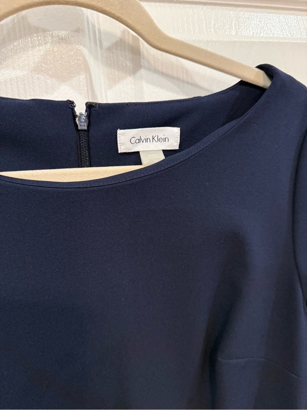 Calvin Klein Navy Boatneck Bell-Sleeve Women's Dress- Size 14